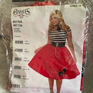 Red Bubble A-Line Skirt Knee-Length Cocktail